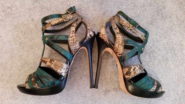 Buffalo Highheels grün kroko schwarz