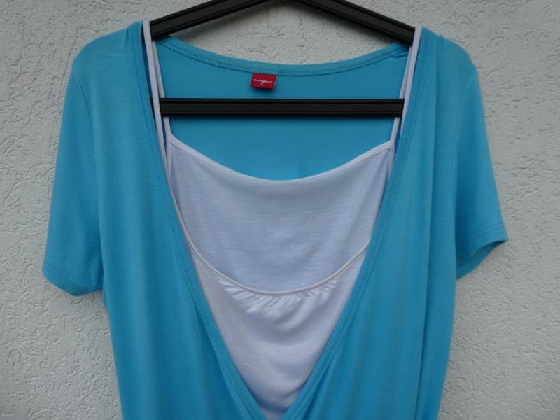 Mangoon – Shirt, hellblau mit weißem Innentop – Gebraucht, fast wie neu