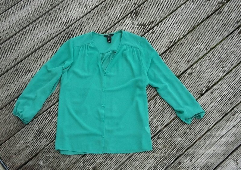 Bluse Tunika H&M Türkis Blau Grün Sommer Luftig & Locker Oberteil Dreiviertel Business Party