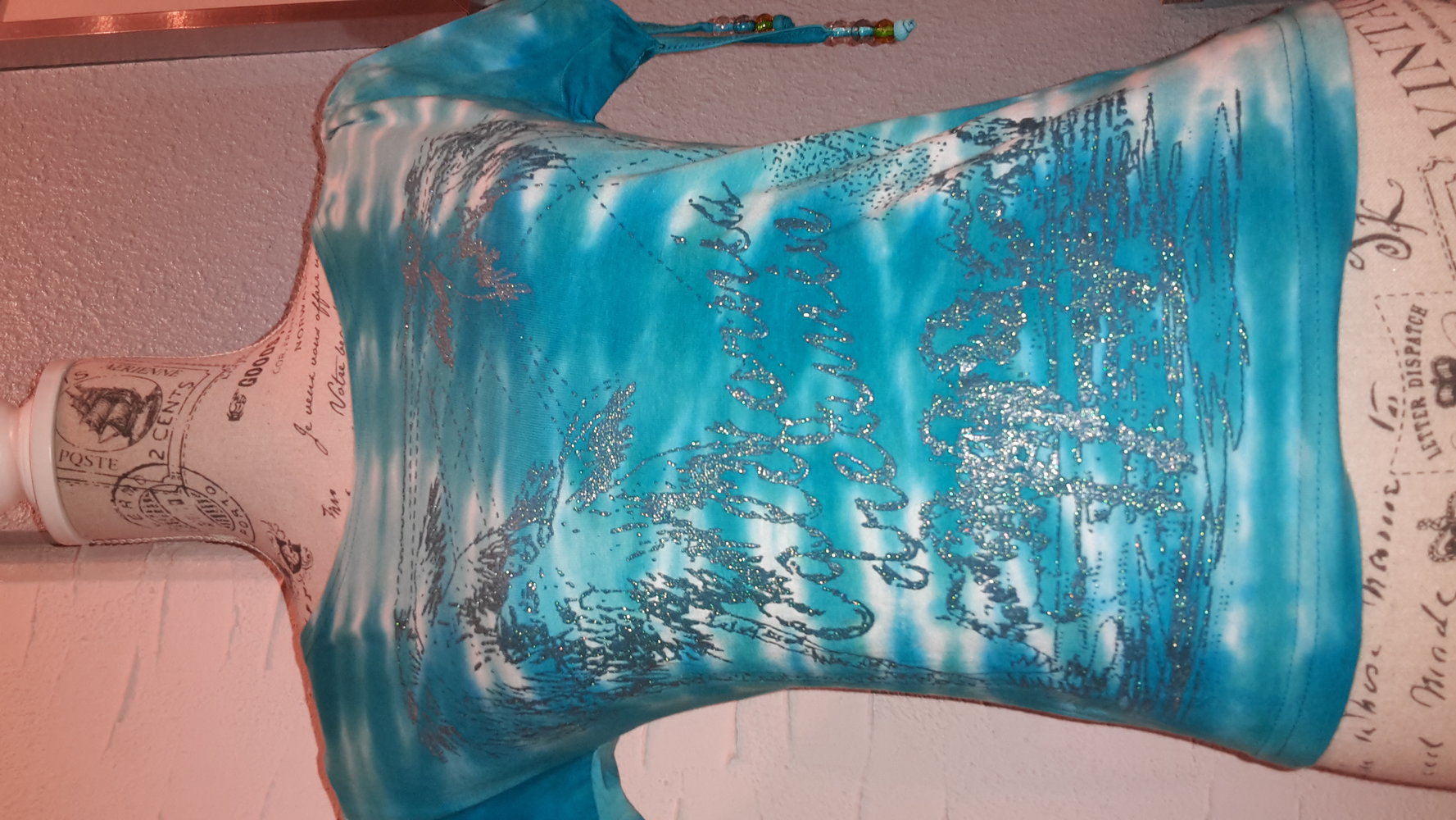 Gr.36/S Tshirt Batik Muster blau petrol hellblau 