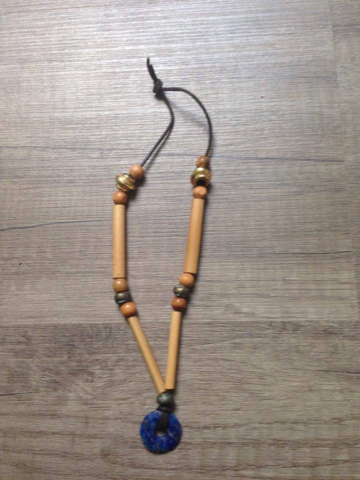 Indianerschmuck! Unikats-Kette mit Lapislatsuli im Ethno-Style!