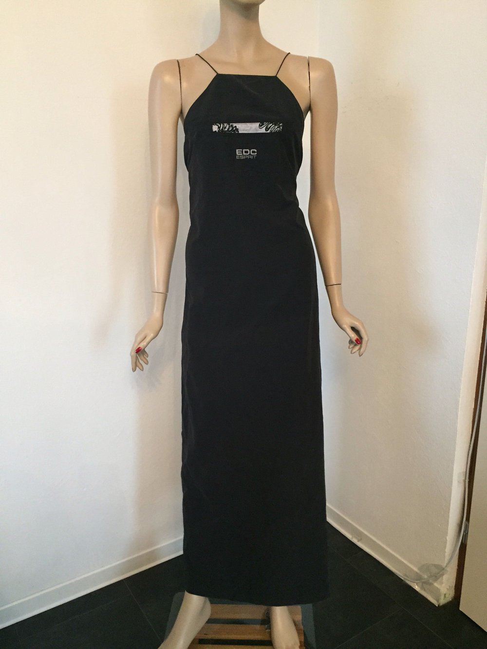 Esprit Maxikleid langes Kleid Sommerkleid mit Spaghetti Träger 
