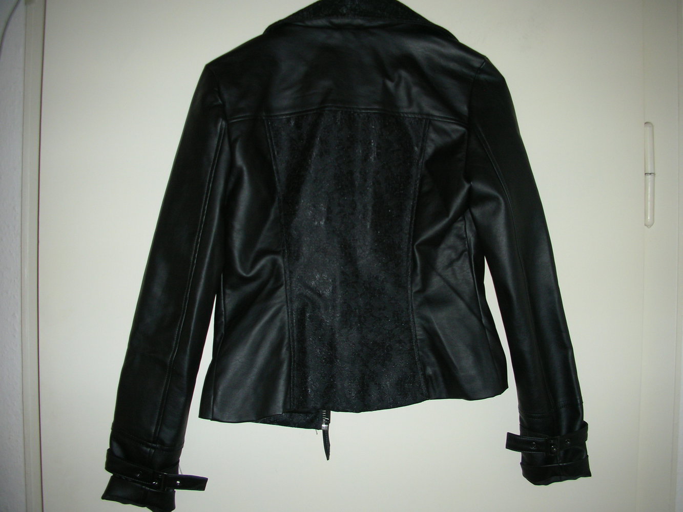 Kunstlederjacke Gr.XS Lederimitat Lederjacke schwarz mit Spitze