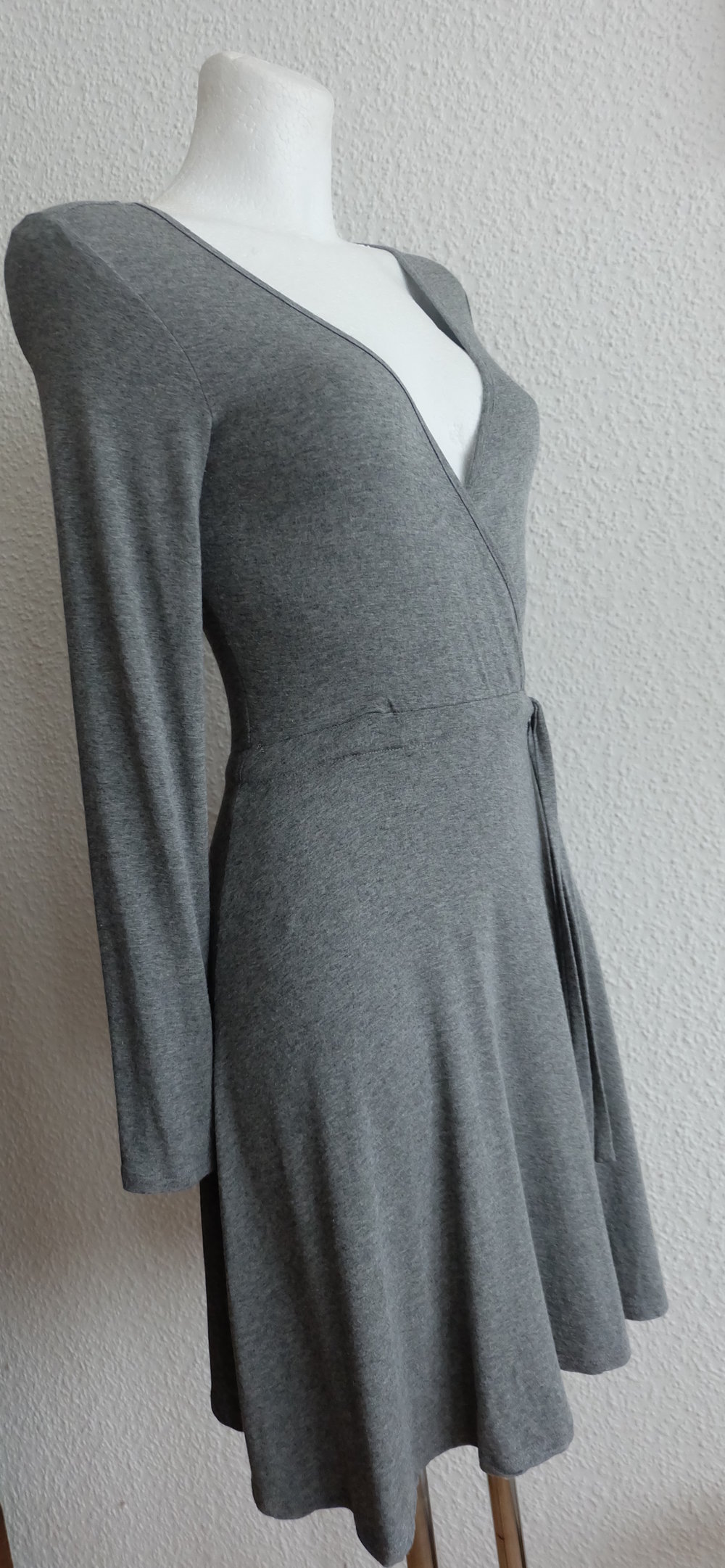 Kleid Prinzess-Line A-Linie Jersey swing elegant V-Ausschnitt, Wickelkleid