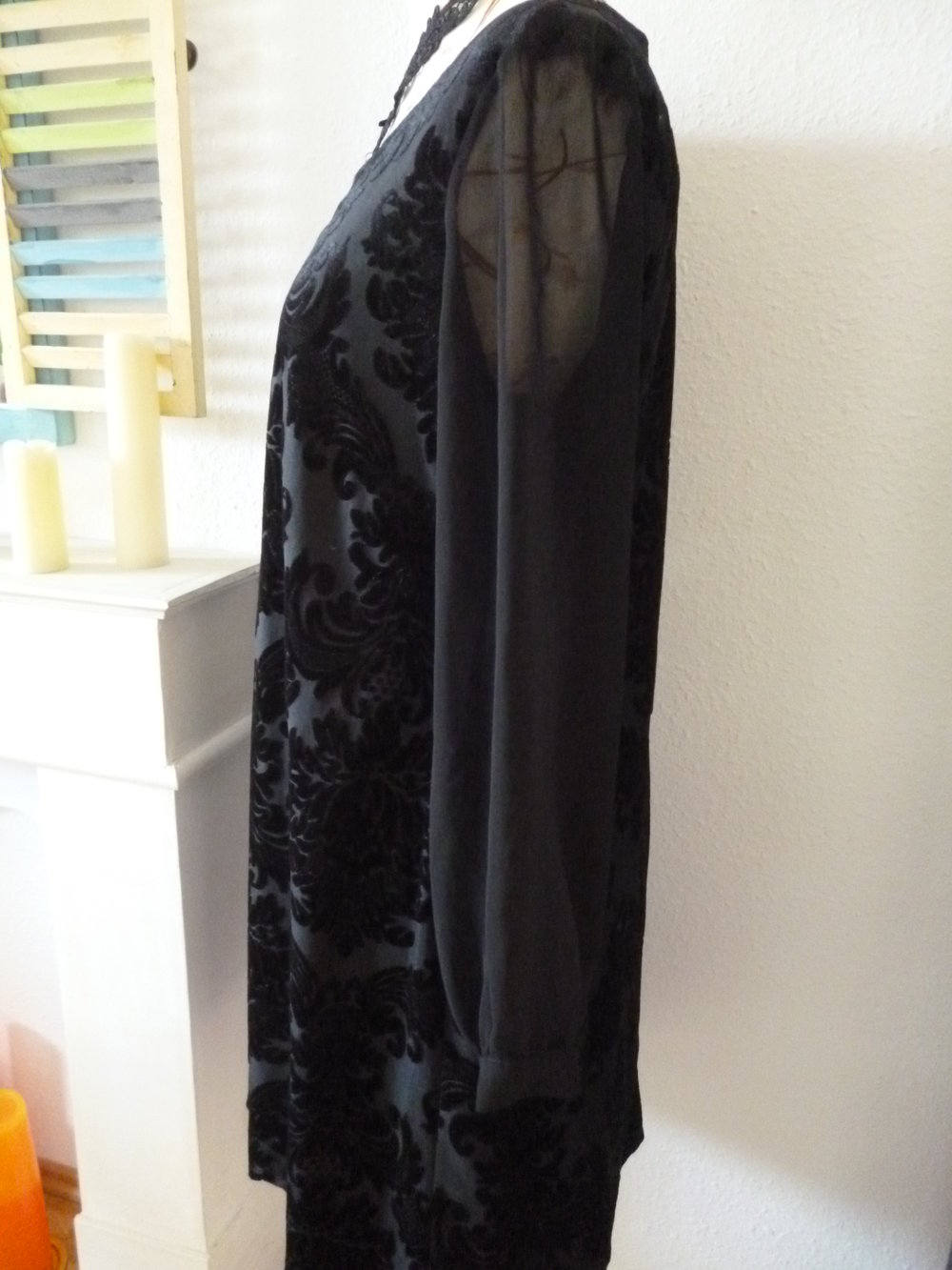 Barock Samt Chiffon Kleid edel 44