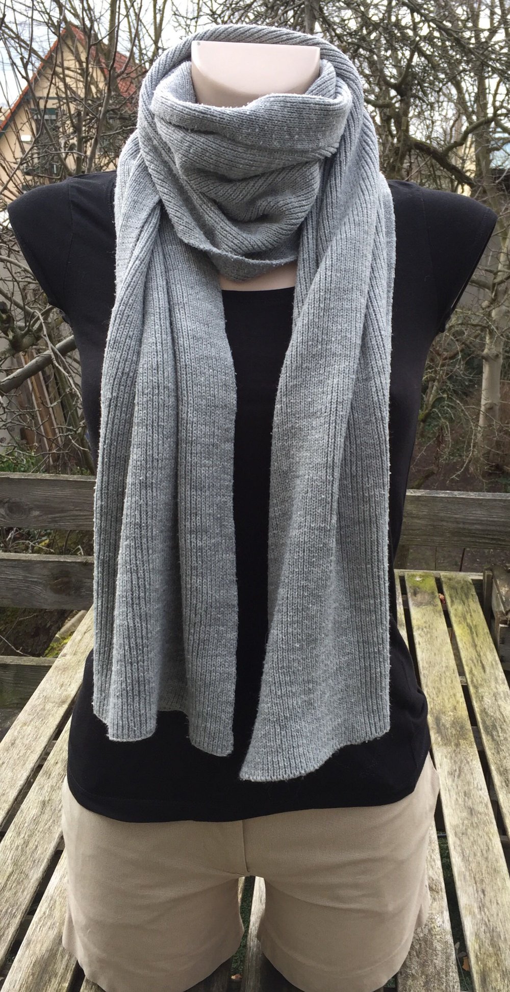 SCHAL Strickschal FEINSTRICK  grau 