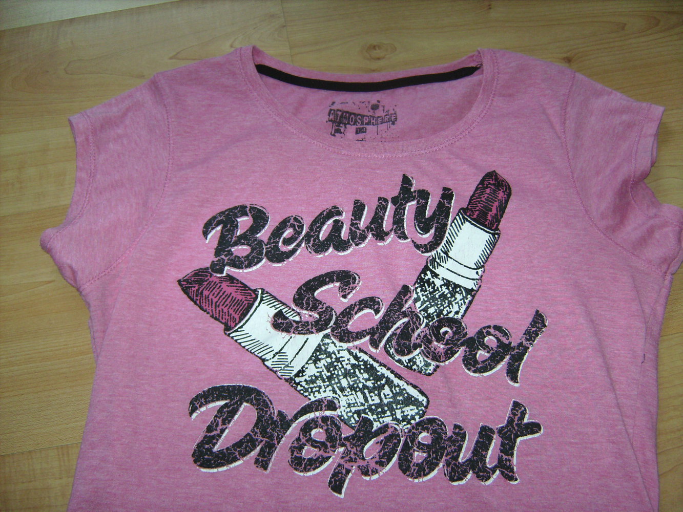 Think Beauty! Verschenke T-shirt Gr. 42-44 an Sammelbesteller, Kurzarm Shirt pink mit Printdruck, Ladylike Beauty Lip Line