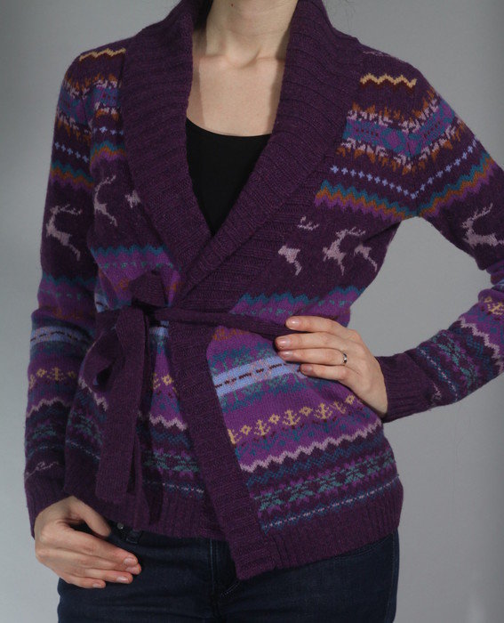 Norweger Strickjacke Wickeljacke Cardigan Wolle