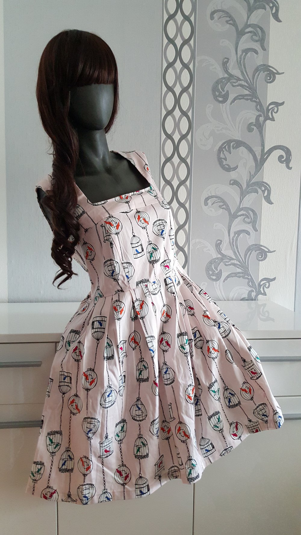 Süßes Old School Vogelkäfig Kleid ausgez. 12 40 42 Neu