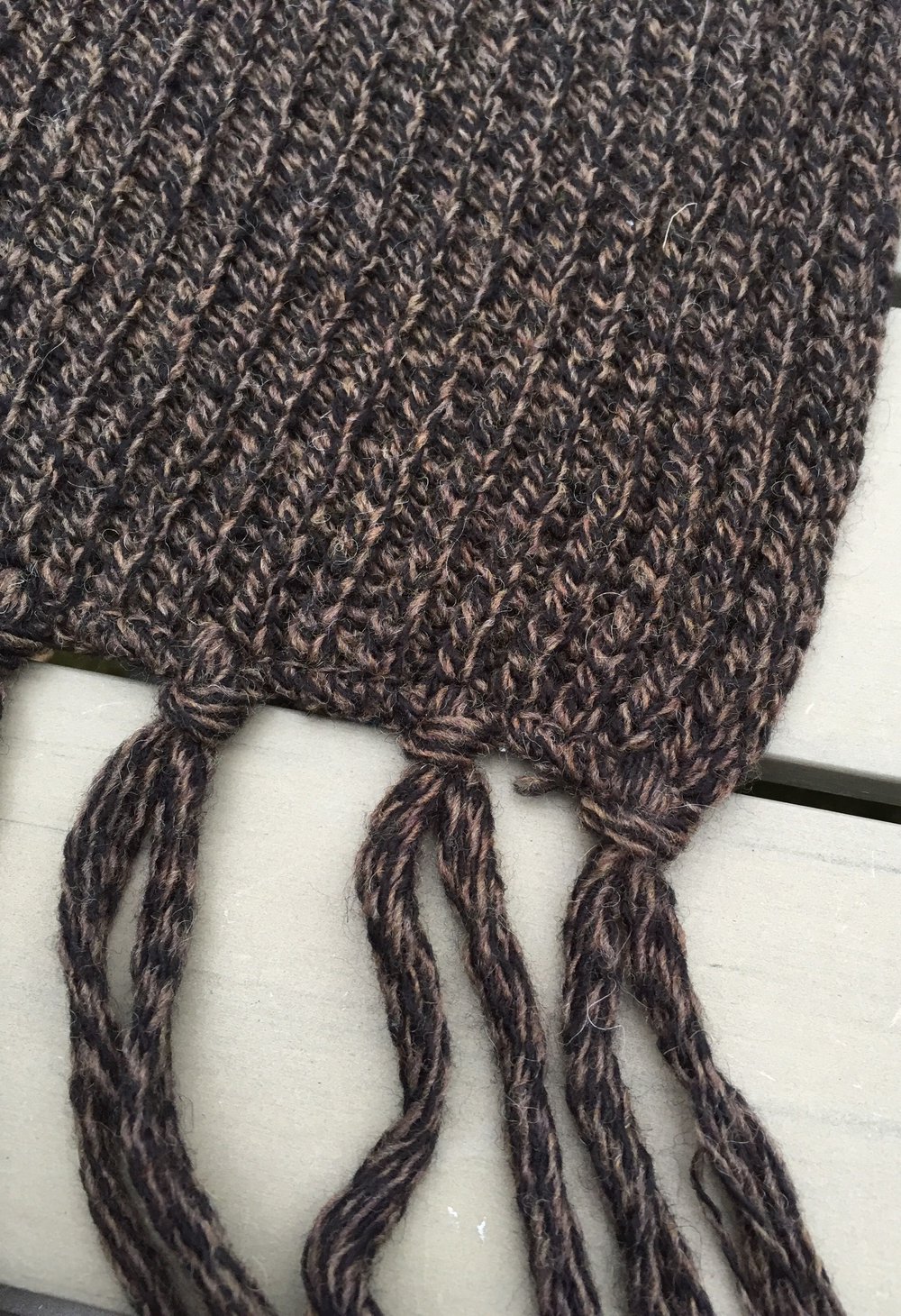 SCHAL Strickschal WOLLSCHAL Patentmuster braun meliert