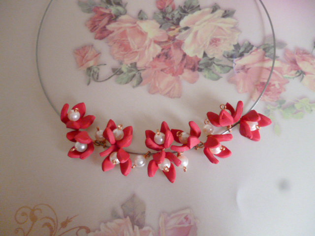 Blüten Kette Perlen handmade neu