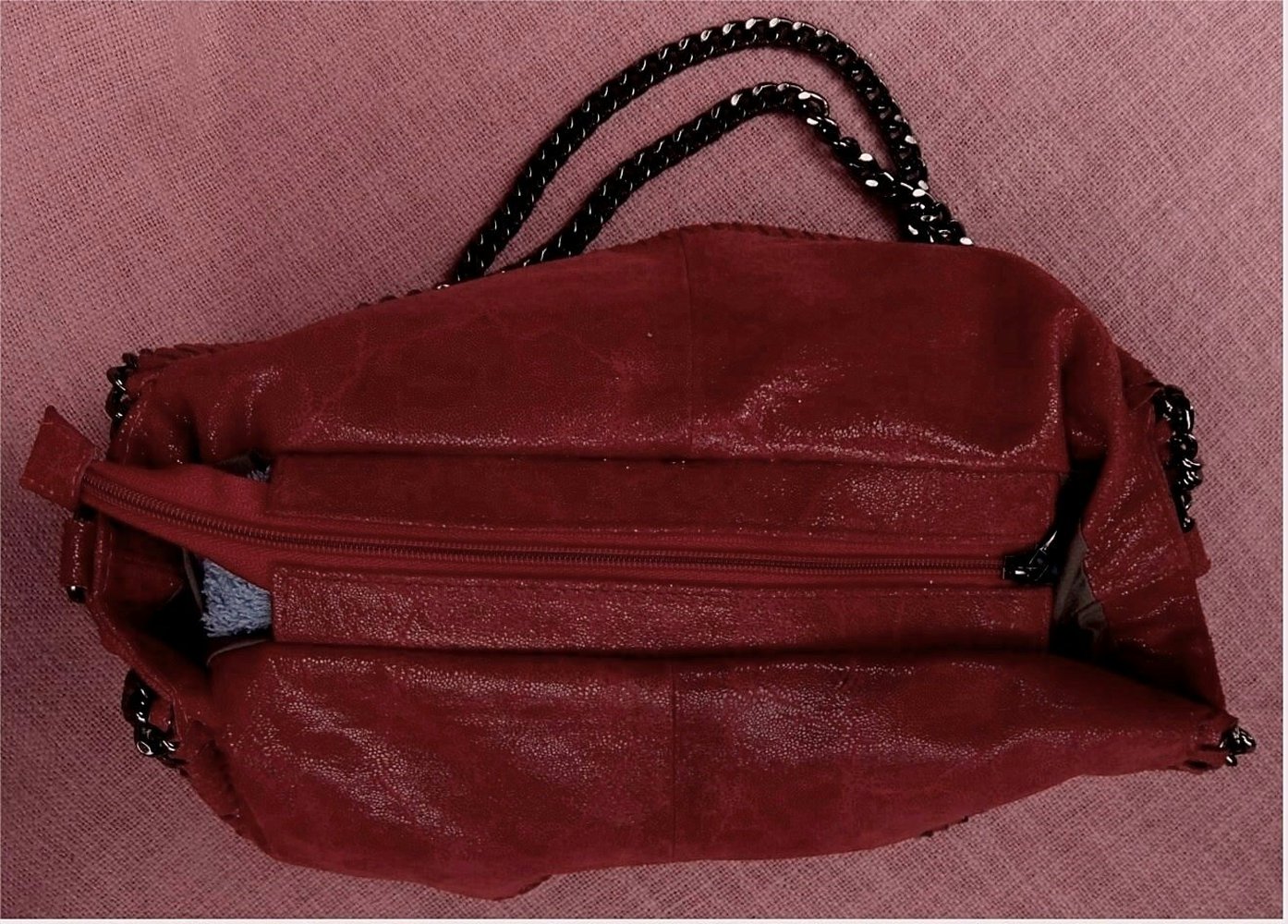 Vera Pelle Schulter- Hand Tasche - 100% Echtleder - Mit Kette - Bag Blogger rot - NEU