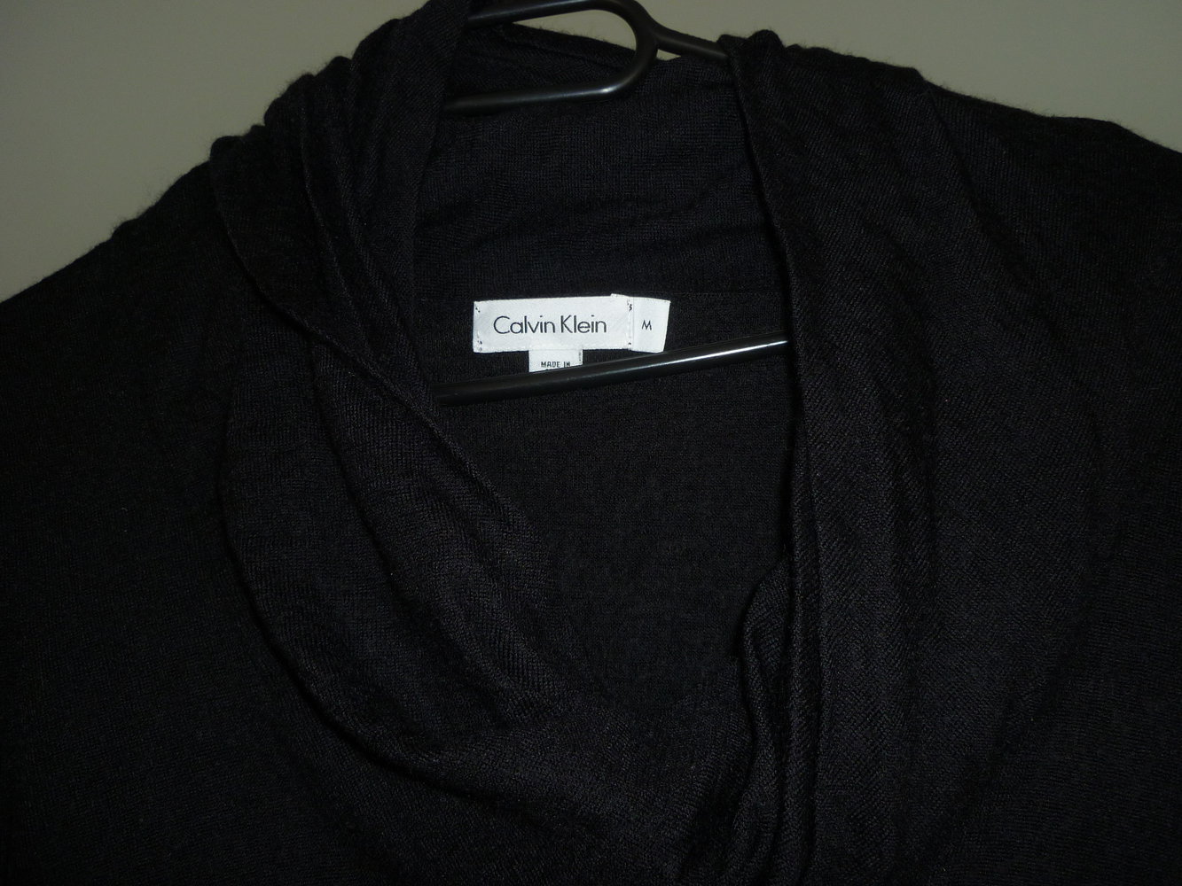 Calvin Klein Strickpullover Wasserfallkragen schwarz Größe M 