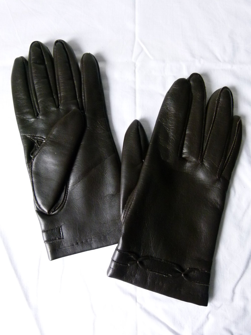 Kunstleder Handschuhe, True Vintage, dunkelbraun, Gothic Retro Steampunk Boho Mori