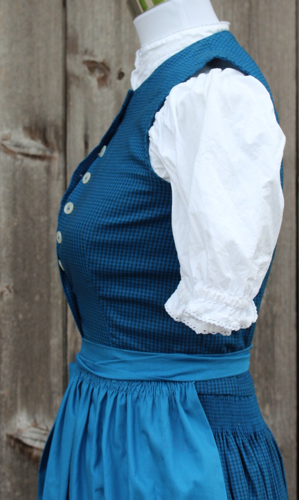 blau schwarz kariertes Vintagedirndl (inkl. Schürze und Bluse), DIY Unikat, ca. Größe 36