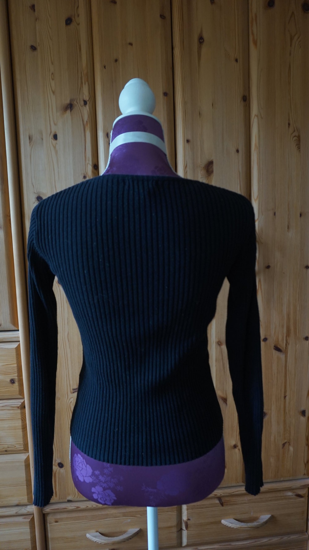 geripptes Oberteil langärmlig schwarz S