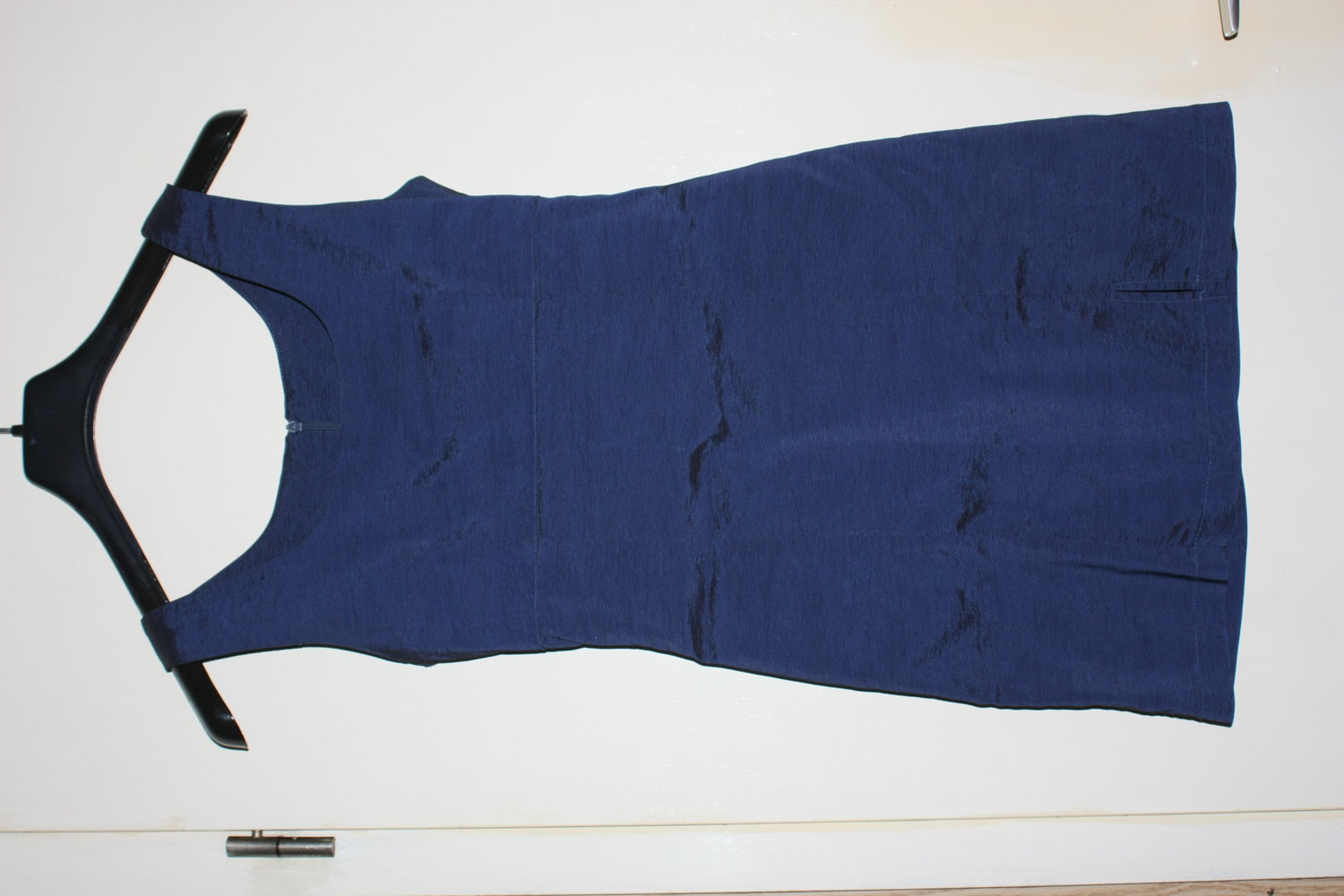 Blau Metallic Kleid, Etuikleid, Stiftkleid, Gr. S, geschlitzt