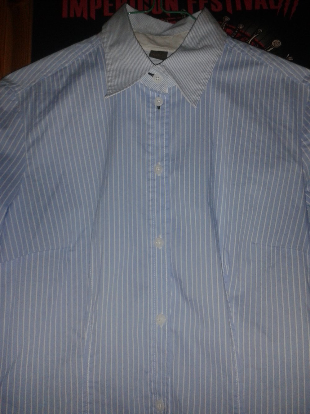 Bluse weiß blau Streifen langärmlig