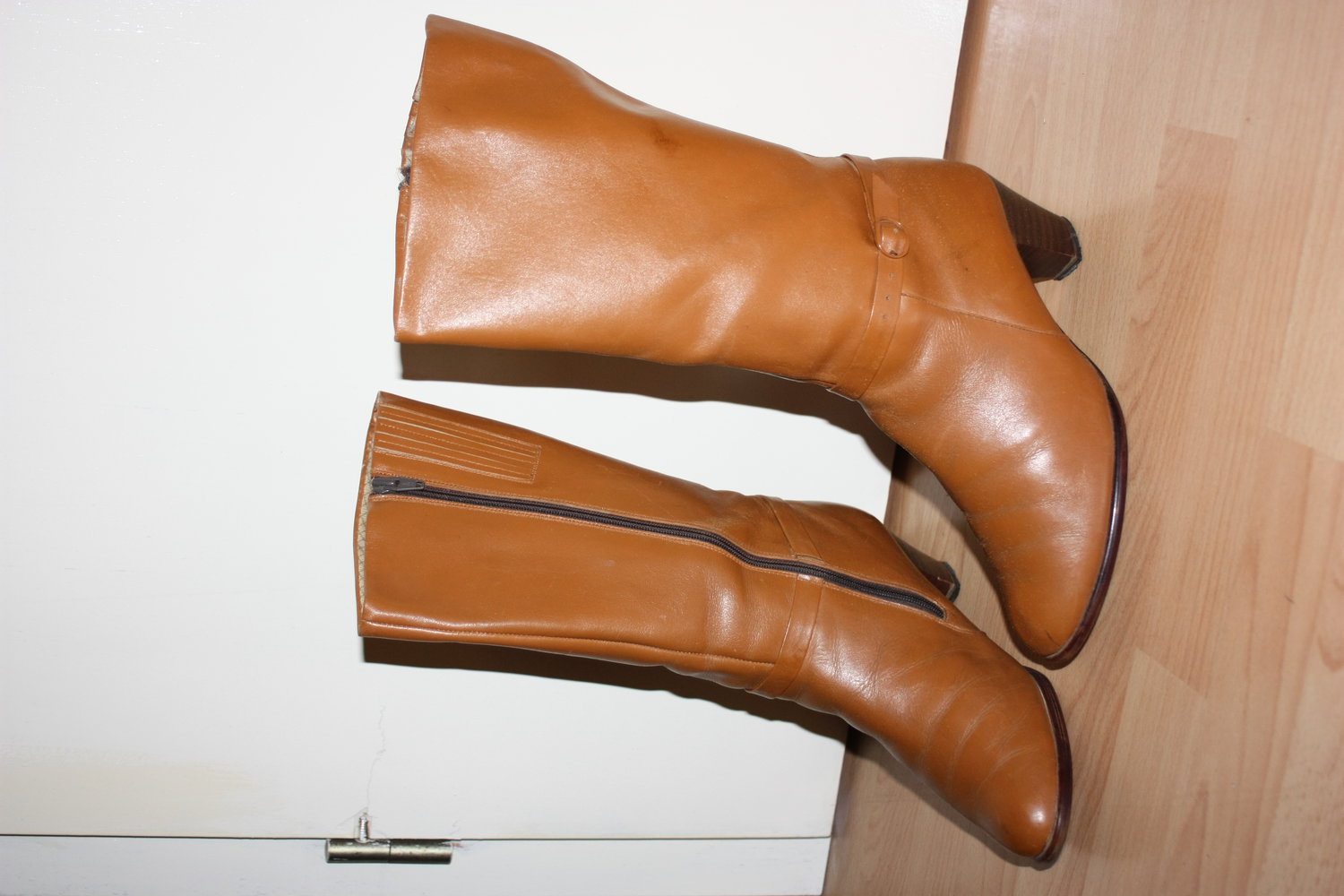 Damen Stiefel, Boots, Echtleder, cognac-braun, Gr. 40