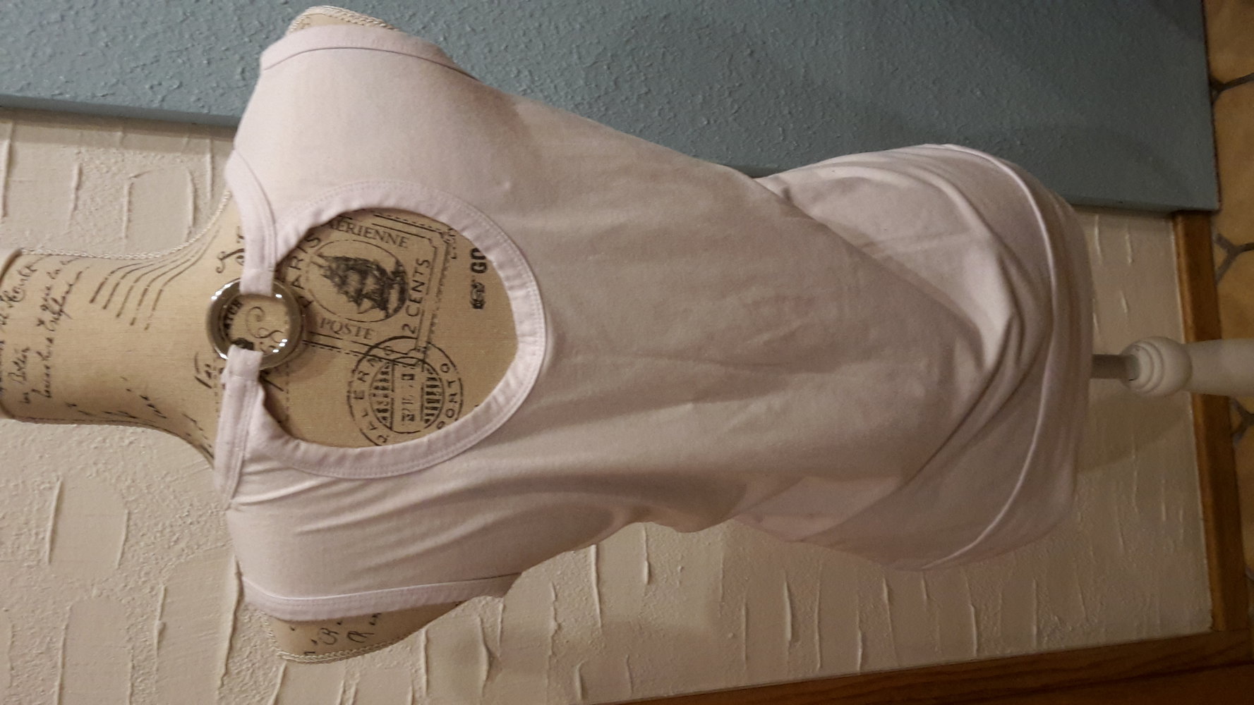 weißes Top silber schwarz glitzer Druck gr.36/S Rückenausschnitt!