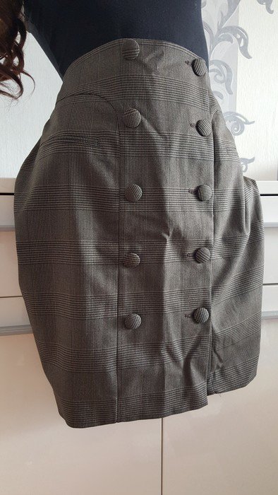 Business Rock mit Knöpfen Karo Khaki 40 L