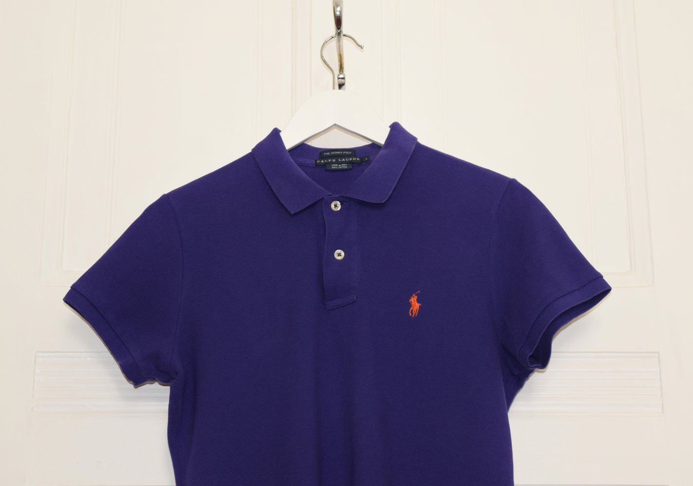 Original Lila/ Navy Blue Skinny Polo von Ralph Lauren