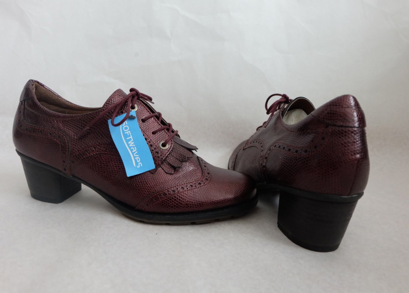 Softwaves Damen Schnürpumps, Schnürschuhe Rot-Braun Metallic in Grösse 40