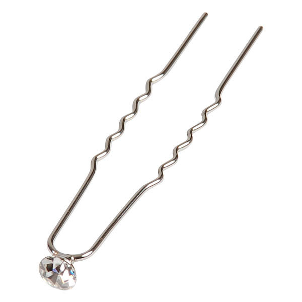 6 Solida Haarnadeln Strass-Stein Silberfarben - NEU - Hochzeit - Brautfrisur - Diamanten-Haarnadeln