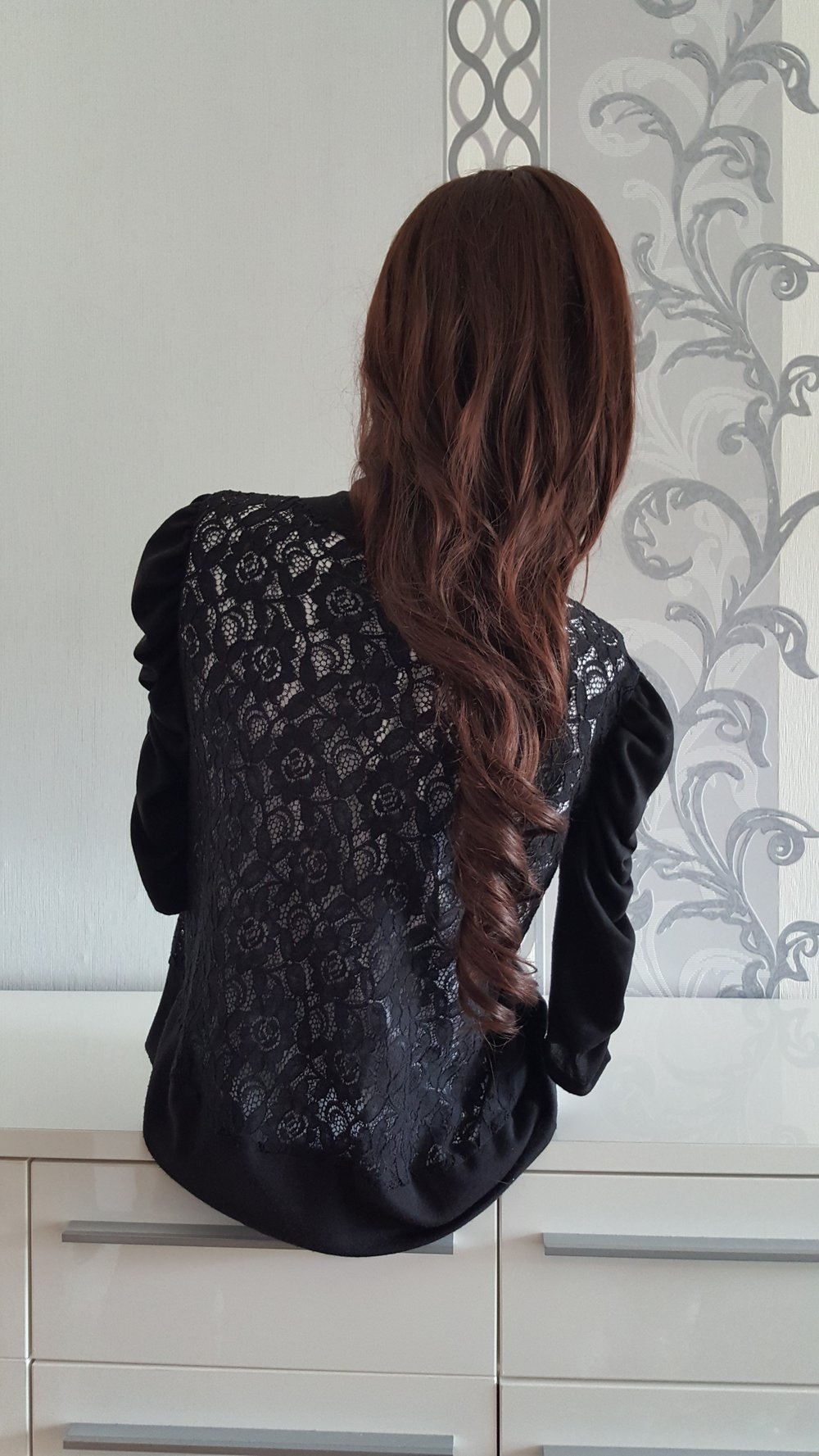 Cardigan schwarz it Spitzen am Hinten 40 L 