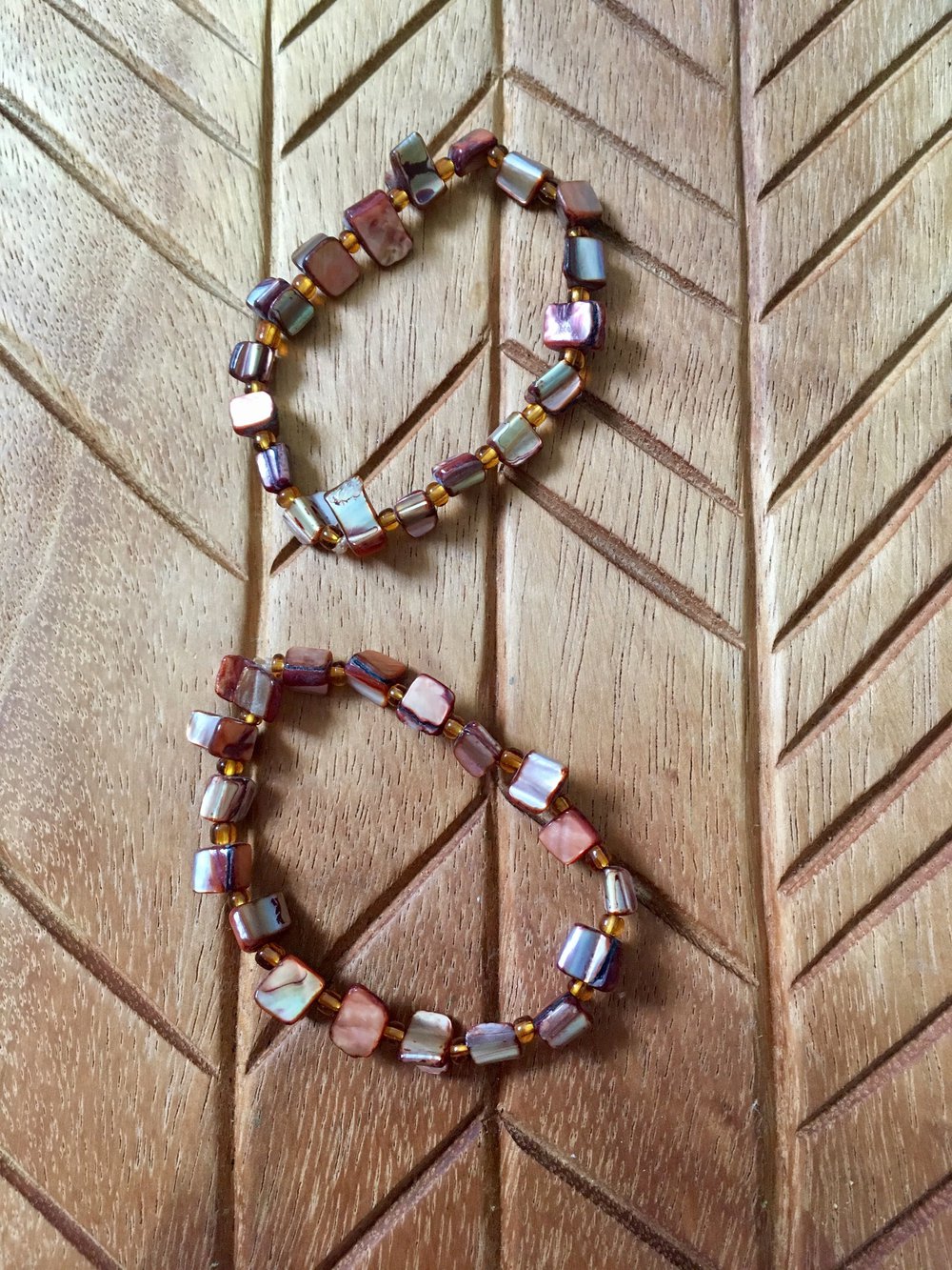 Armband Armkette Perlmutt braun elastisch