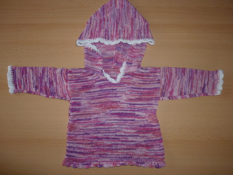 Handgemachter pinker Pullover Gr. 74/80
