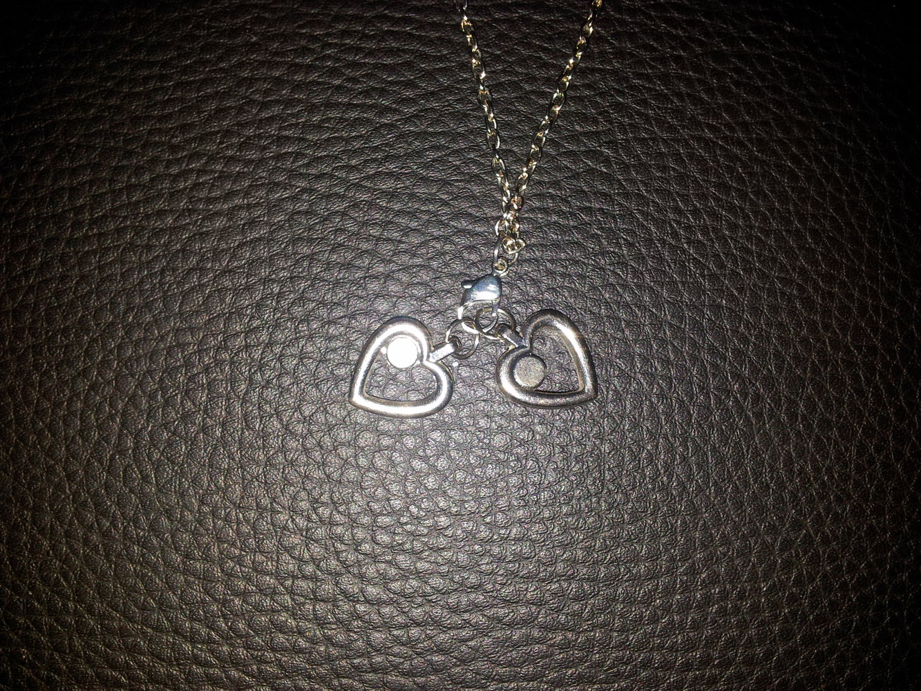 Modeschmuck Kette Doppelherze Herze Strass NEU