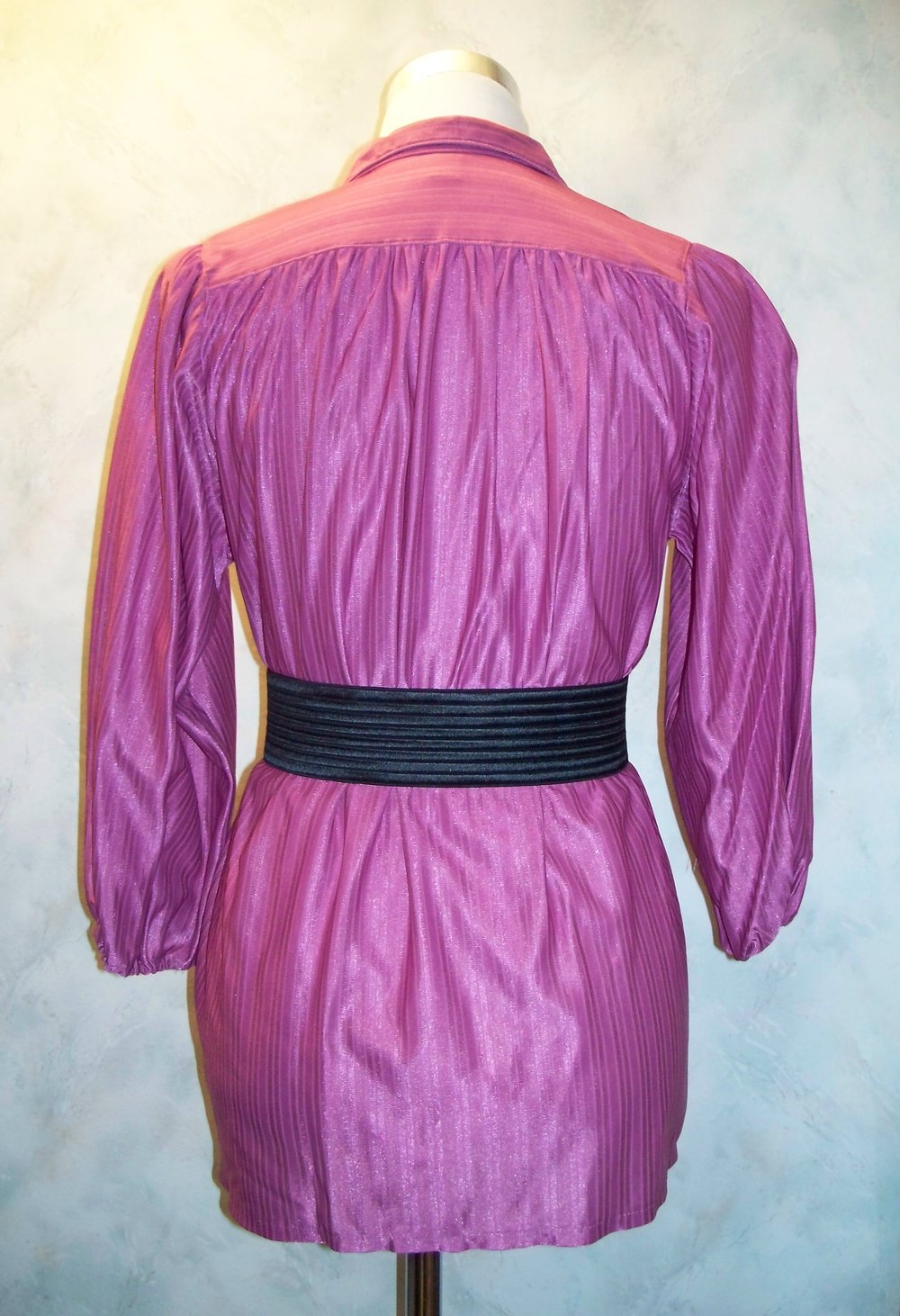 VINTAGE// Pinke Bluse gerade & leicht schillernd mit 3/4-Arm