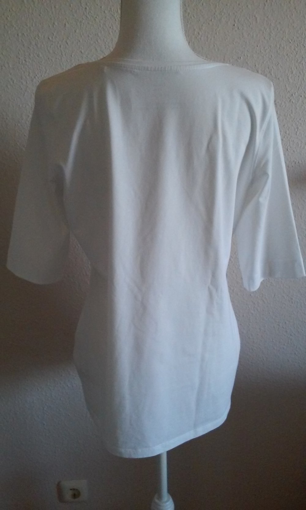 Shirt weiß, Pulli Shirt Pullover, dreiviertel Ärmel, Rundhalsausschnitt,