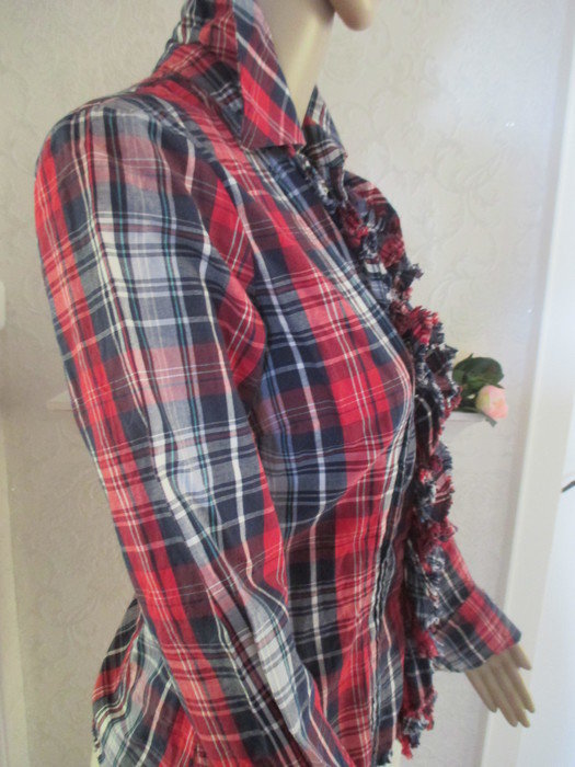 NEU Romantik Piraten Western- Style Karo Volant Bluse 