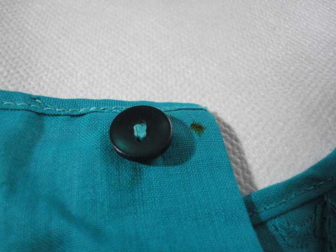 Bluse mit Lochstickmuster am Rücken Türkis Vintage 70er Hippie Festival Gr. M Gr. 40 Ärmellos