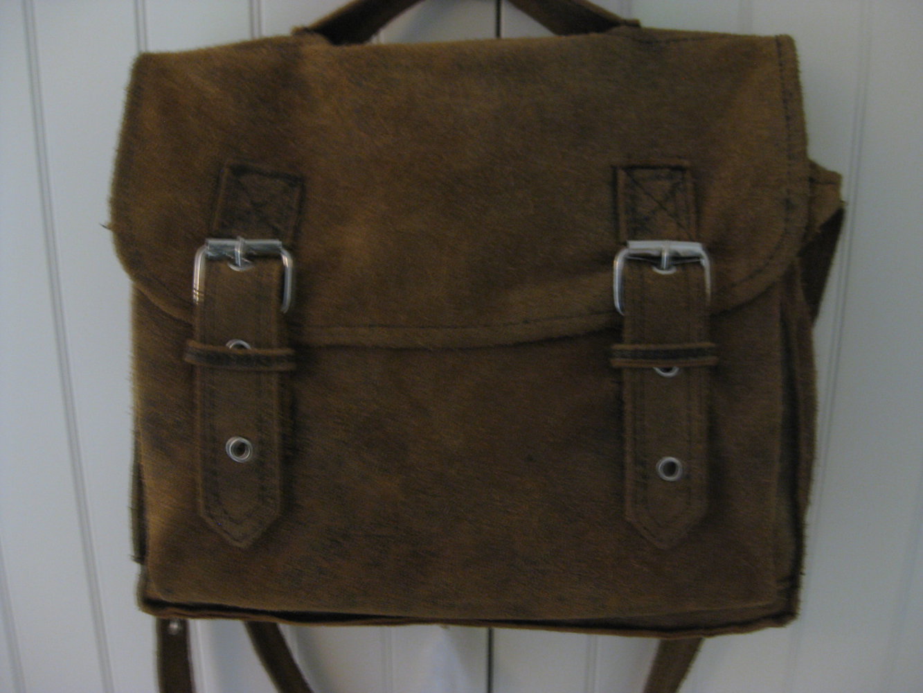 braune Vintage Ledertasche/ Schultasche zum Umhängen