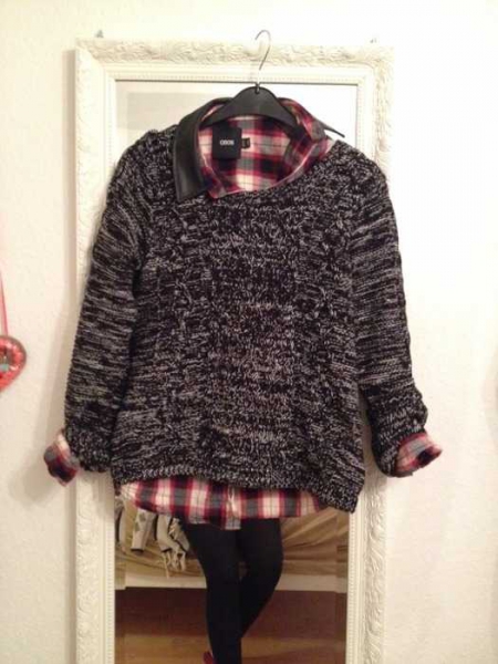 Grobstrick Pullover mit Zopfmuster