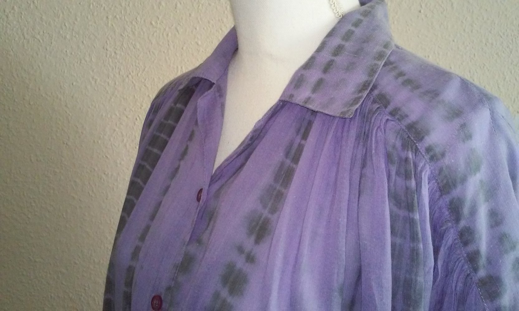 Longbluse Bluse Cardigan Sommerbluse Gr.36/38 halbtransparent,leichter Batikdruck