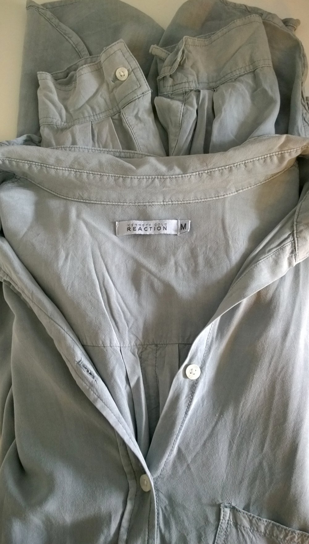 Hemd/ Bluse. grau, Vokuhila, Gr.M, Kenneth Cole