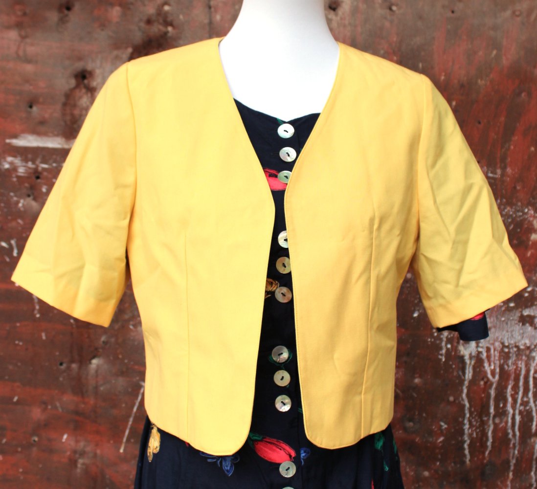 gelbes True Vintage Jäckckchen, DIY Unikat, ca. Größe 38