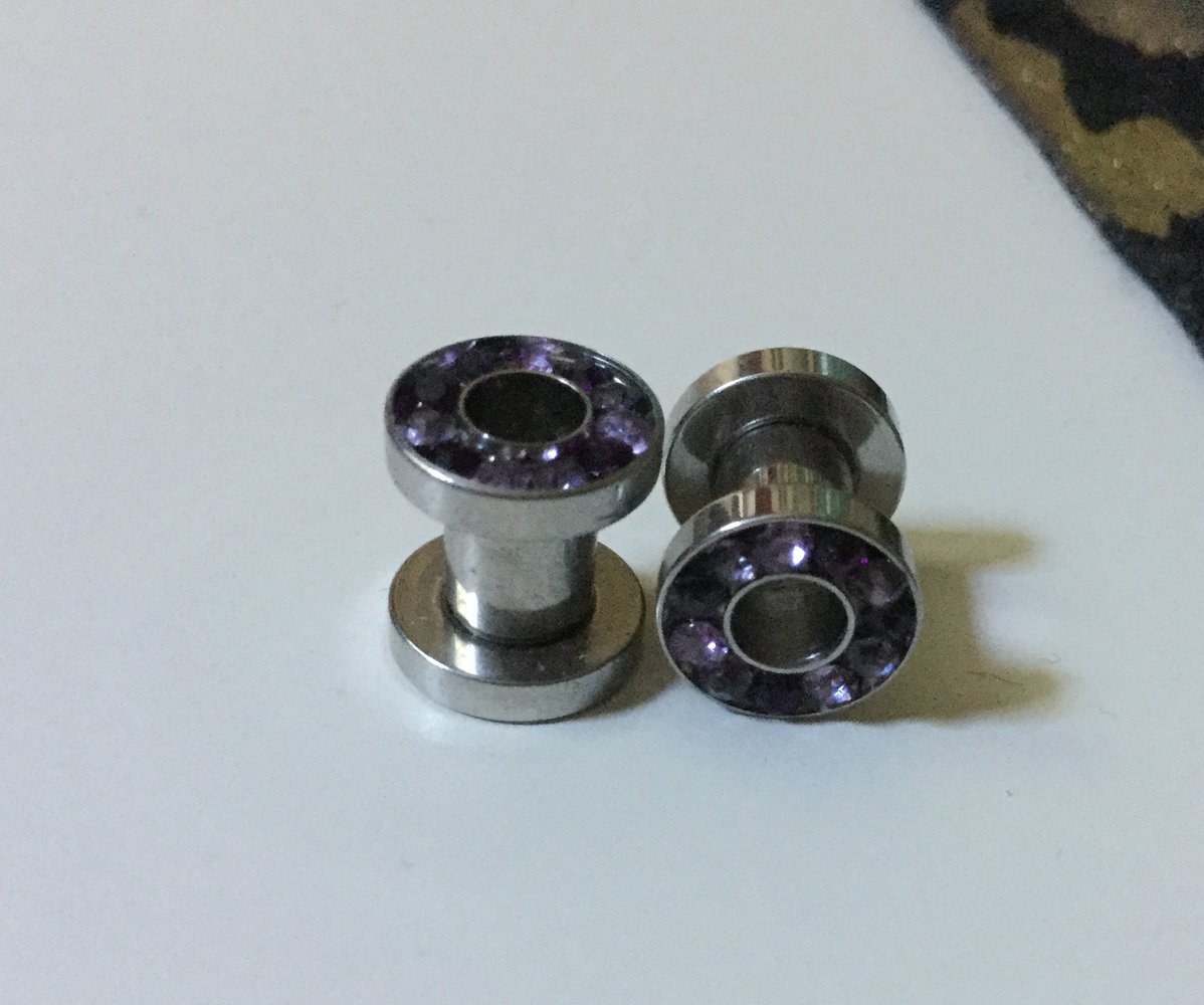 Flesh Tunnel, 5mm , Steine, Plugs, Piercing Ohr, lila 