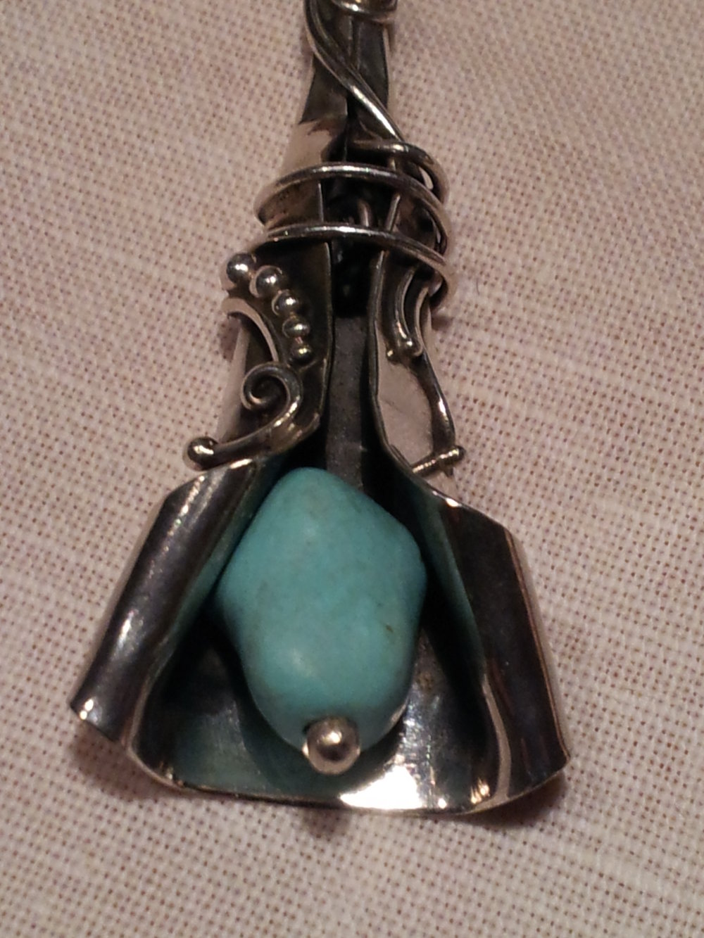 Anhänger, Silber, Türkis, Altsilber, vintage, boho, hippie,