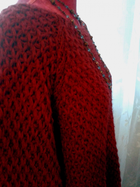 Warmer oversize - Wollpulli weinrot Gr. M / L