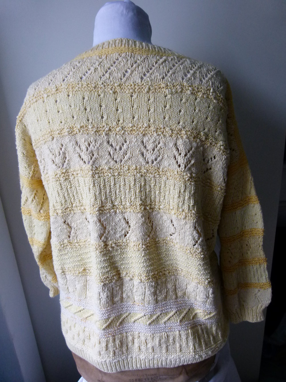 Strickpulli Pullover, Handarbeit, verschiedene Gelbtöne und Muster, Unikat, Boho Retro Goa Vintage Lagenlook Mori Knitwear Cottagecore