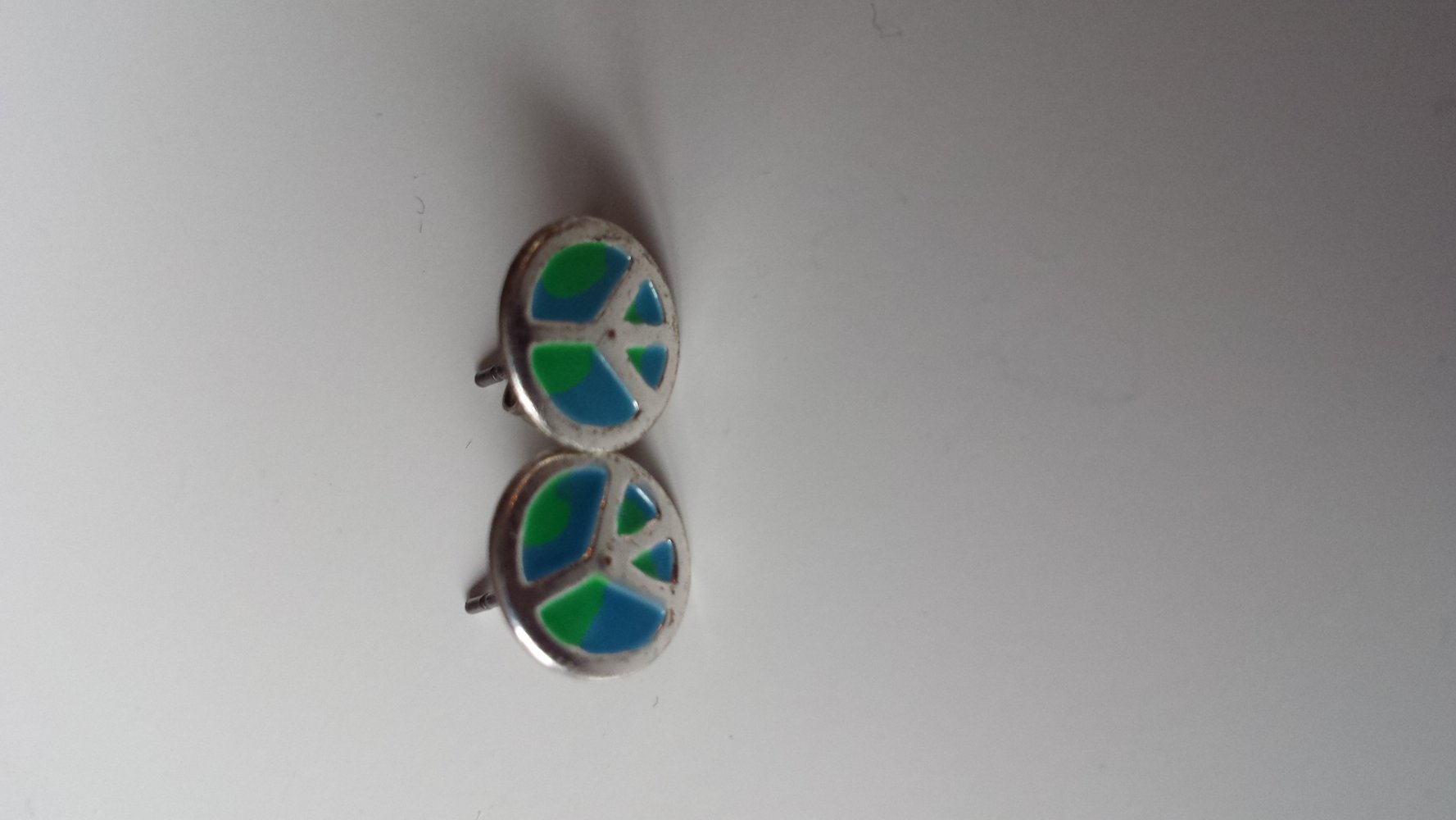 Ohrstecker Peace grün blau