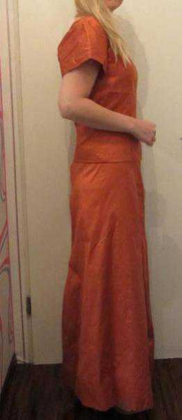 Abendkleid + echte Seide + edel + Wildseide + Rost Apricot Kupfer * Hochzeit GR 36 38
