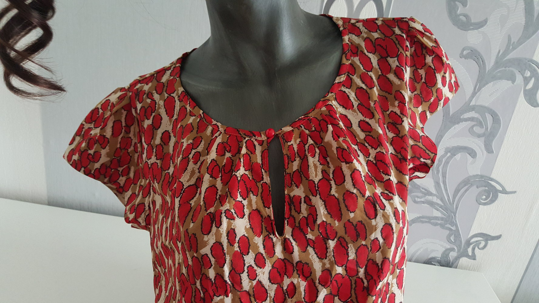 Rot Beige Oberteil mit Brustausschnitt XL 42 auch L 40