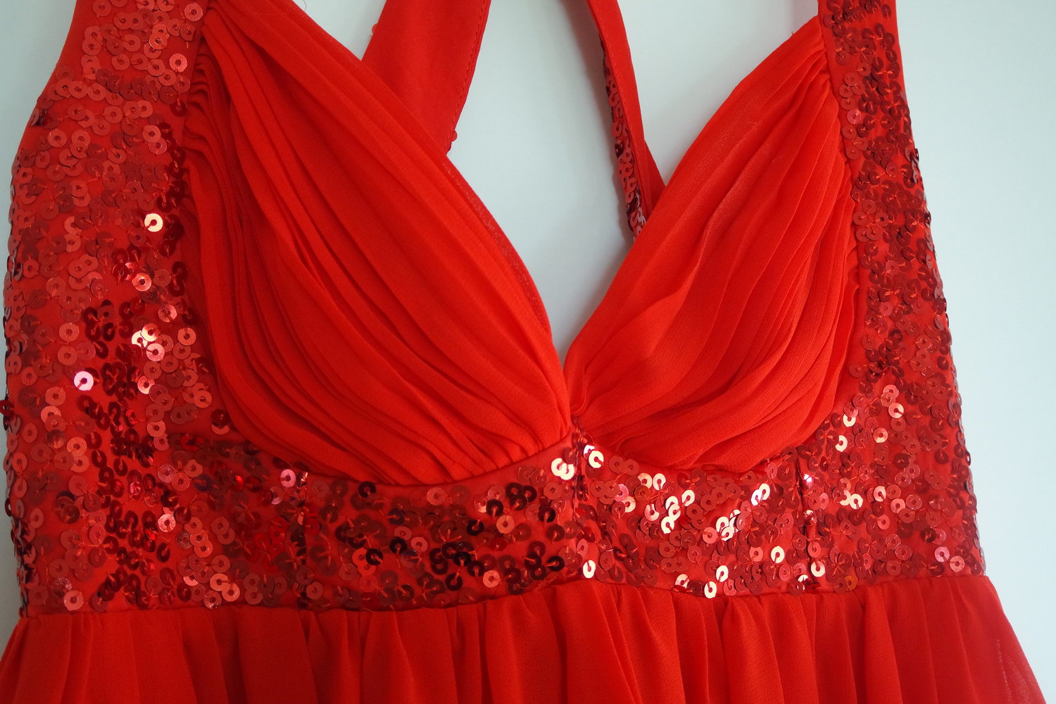 Cocktailkleid Glitzer Rot Pailletten Gr. 10 - 36 Lipsy London 