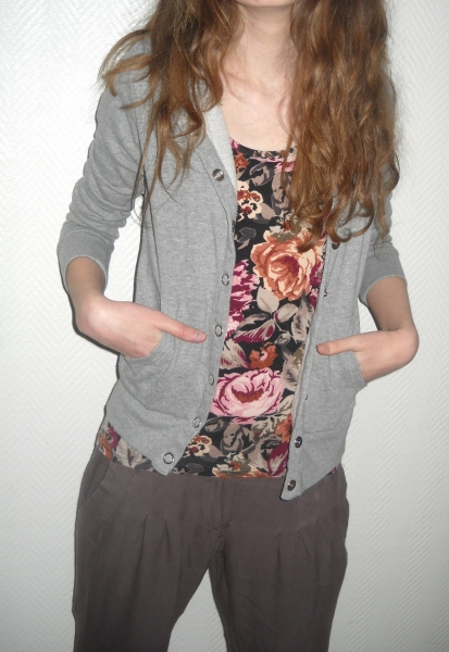 Only Boho Jacke Cardigan Strickjacke Vintage grau 34 XS S 36 38 40 Oversized Kapuze Druckknöpfe